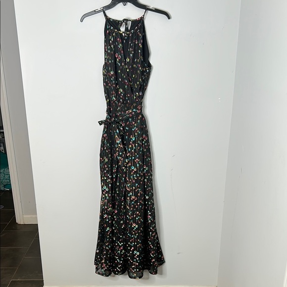 Anthropologie Eva Franco Edita Black Metallic Wide Leg Jumpsuit - Picture 2 of 12